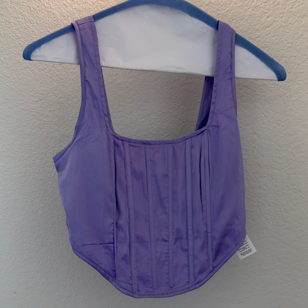 Missguided Lavender Zip-Front Crop Top